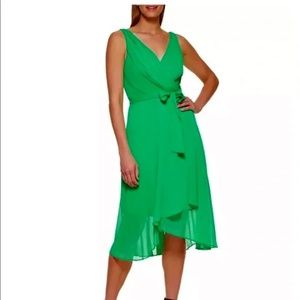 DKNY faux wrap cocktail dress green